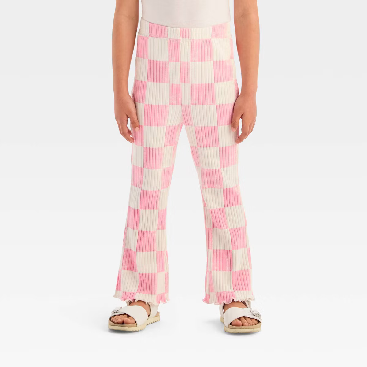 Grayson Mini Toddler Girls' Ribbed Checkered Flare Pants | Target