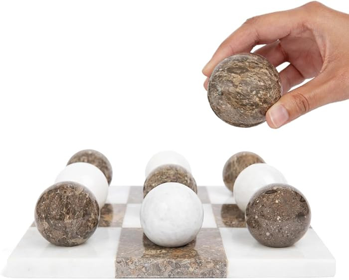 Marble Tic Tac Toe Set | Decorative Round Tic Tac Toe Game Set | Coffee Table Decor - Coffee Tabl... | Amazon (US)