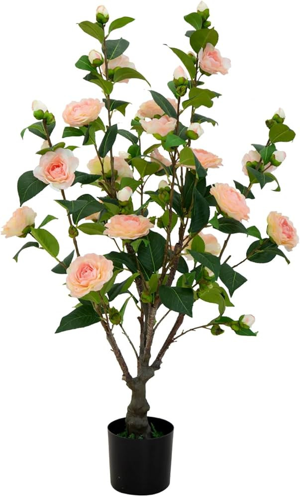 3FT (36") Simulated Artificial Camellia Artificial Plants Trimmed Shrubs Simulated Flowers Office... | Amazon (US)