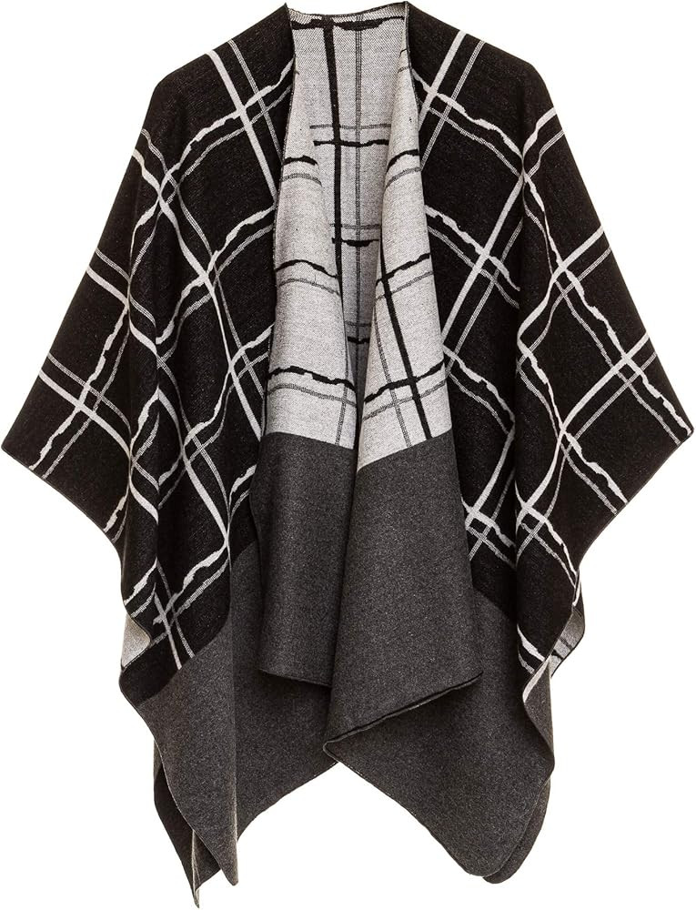 Women's Shawl Wrap Poncho Ruana Cape Cardigan Sweater Open Front for Spring Fall Winter | Amazon (US)