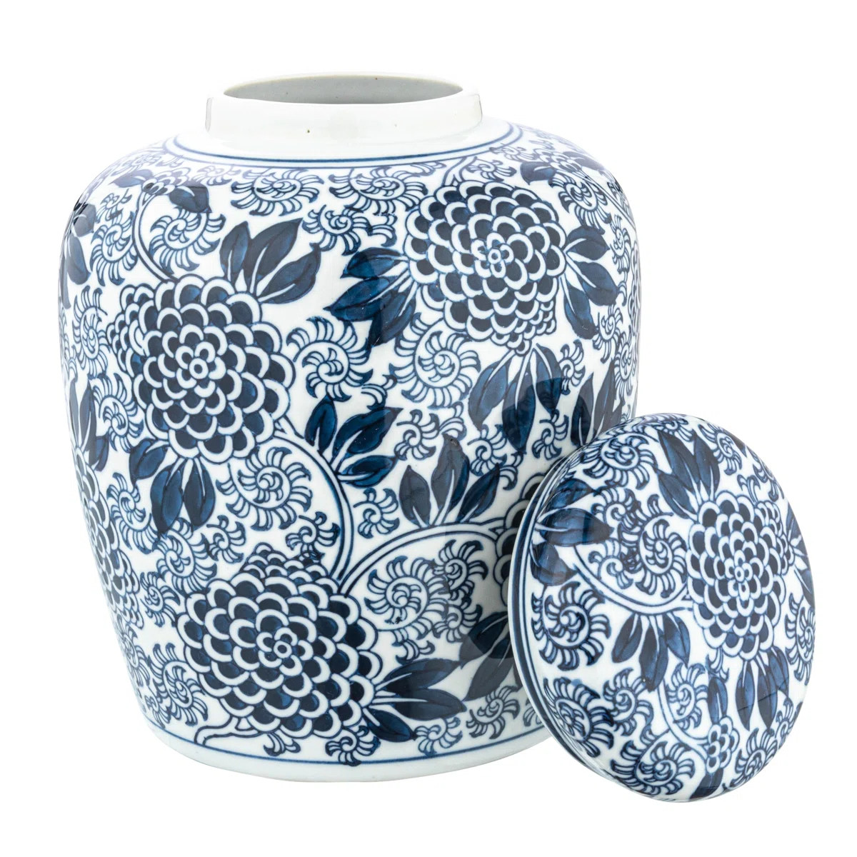 Chadwicks Decorative Chrysanthemum Ceramic Ginger Jar with Lid | Wayfair North America