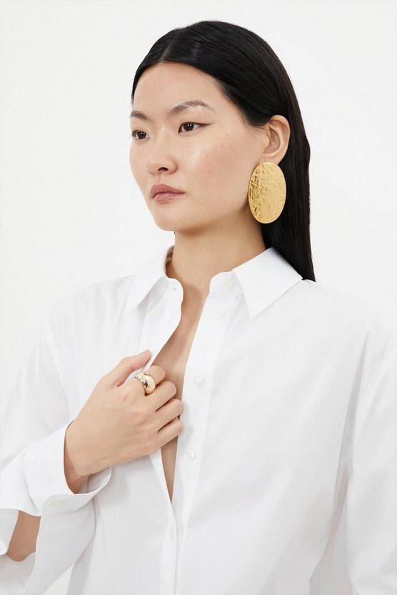 Tailored Cutout Sleeve Detail Asymmetric Shirt | Karen Millen UK + IE + DE + NL