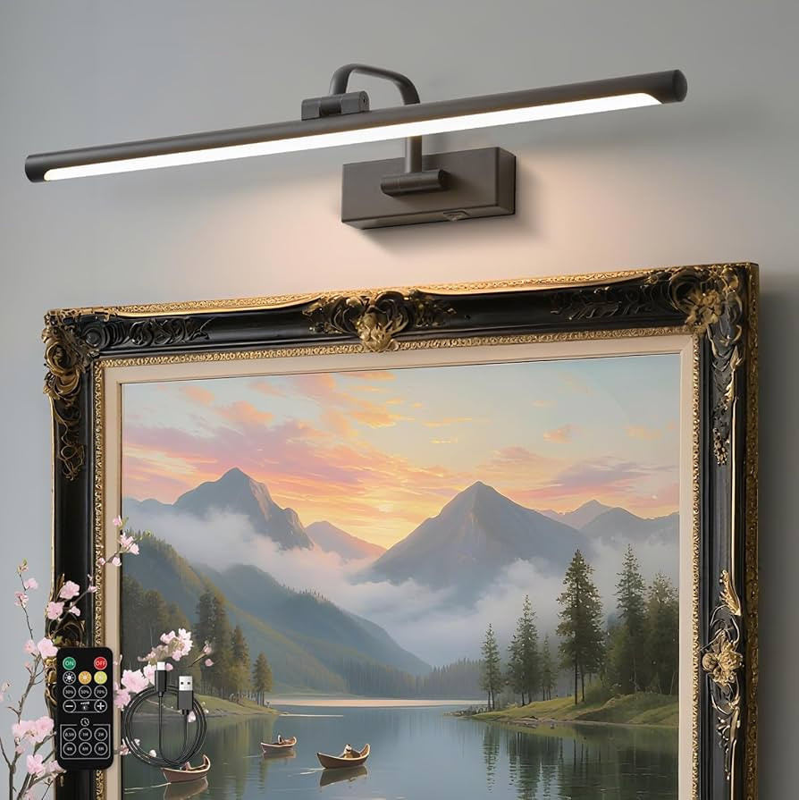 Picture Lights for Wall Battery Operated, Rechargeable Light for Pictures with Remote & Timer, Bl... | Amazon (US)