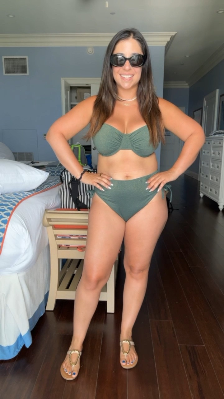 I LOVE this swimsuit from Abercrombie! I'm wearing a size Medium in the Curve Love top (it fits D-F cups) - I'm a 34DDD, and the girls are supported and covered on the side.
These bikini bottoms are my favorite style - they're high waisted and cinched so you can customize the coverage.


#LTKSummerSales #LTKFindsUnder50 #LTKSwim