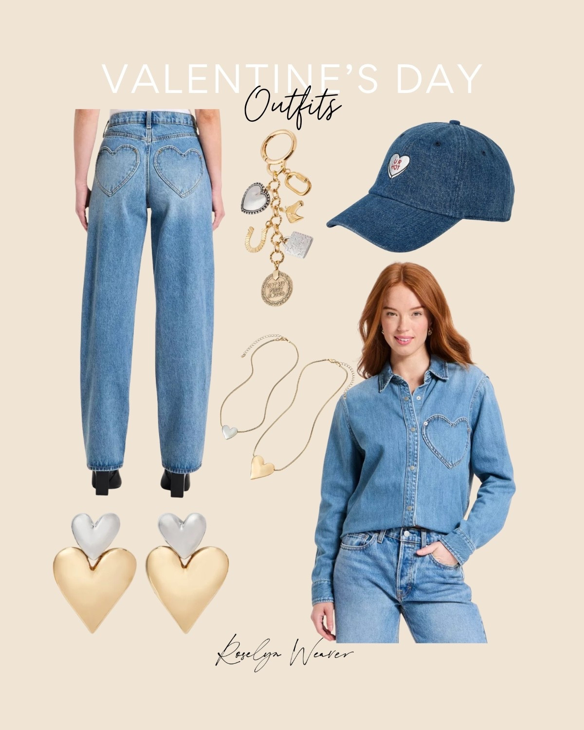 Denim Valentine’s Day outfit 

Heart pocket denim, two tone metal jewelry, heart jewelry, denim cap, Galentine’s day outfit, western keychainns

#LTKOver40 #LTKFindsUnder50 #LTKFindsUnder100