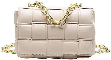 Bella Luna Woven Padded Cassette-Style Crossbody Handbag Purse for Women with Strap or Chain | Amazon (US)