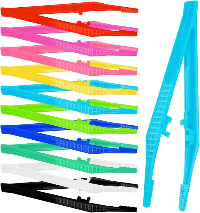 ValueBargain Plastic Tweezers, 10Pcs Beads Tweezers for Crafts Fine Motor Skills Development, Ide... | Amazon (US)