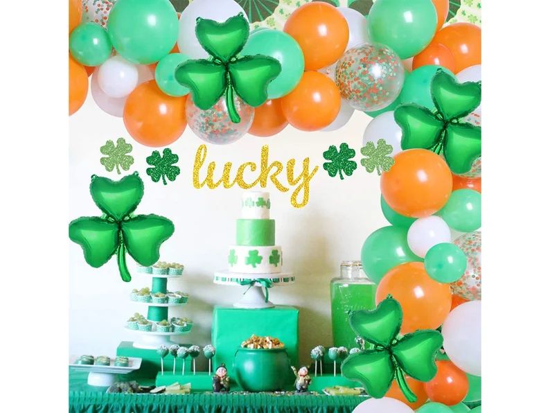 Green and White Balloon Arch Garland Decorations Lucky Bunting | Etsy | Etsy (US)