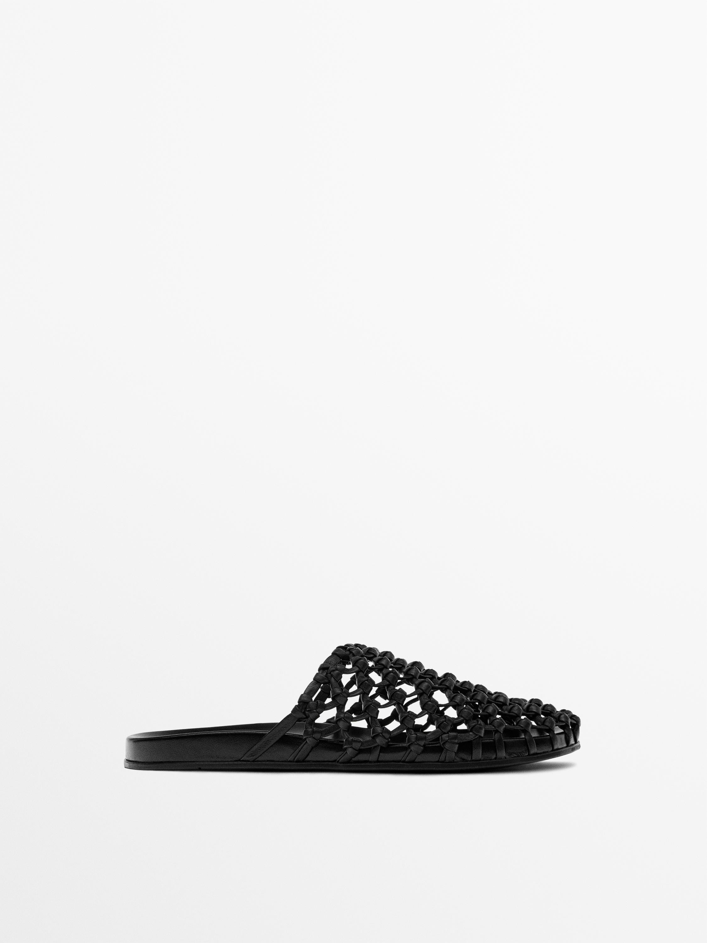 Woven leather clogs | Massimo Dutti US