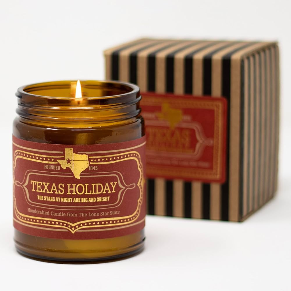 Jackson Vaughn Scented Texas Candle, Texas Holiday - Scents of Toasted Pecan, Vintage Leather, Eg... | Amazon (US)