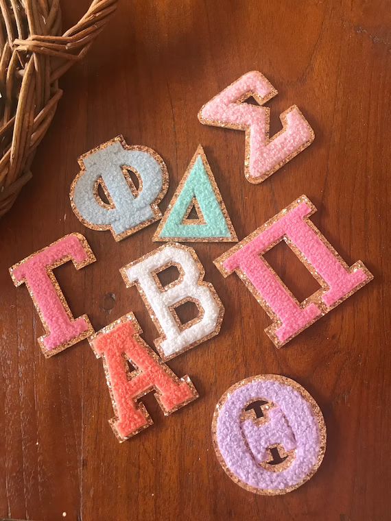 Sorority Glitter Letter Patches Greek Letter Self-adhesive | Etsy | Etsy (US)