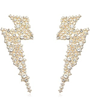 Crystal Lightning Bolt Dangle Earrings, Flash Statement Earrings for Women Dangling KELMALL COLLE... | Amazon (US)