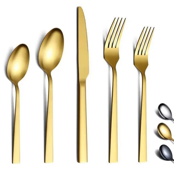 ReaNea 20 Piece Gold Silverware Set Stainless Steel Matte Finish Flatware Set, Set Service for 4 ... | Walmart (US)