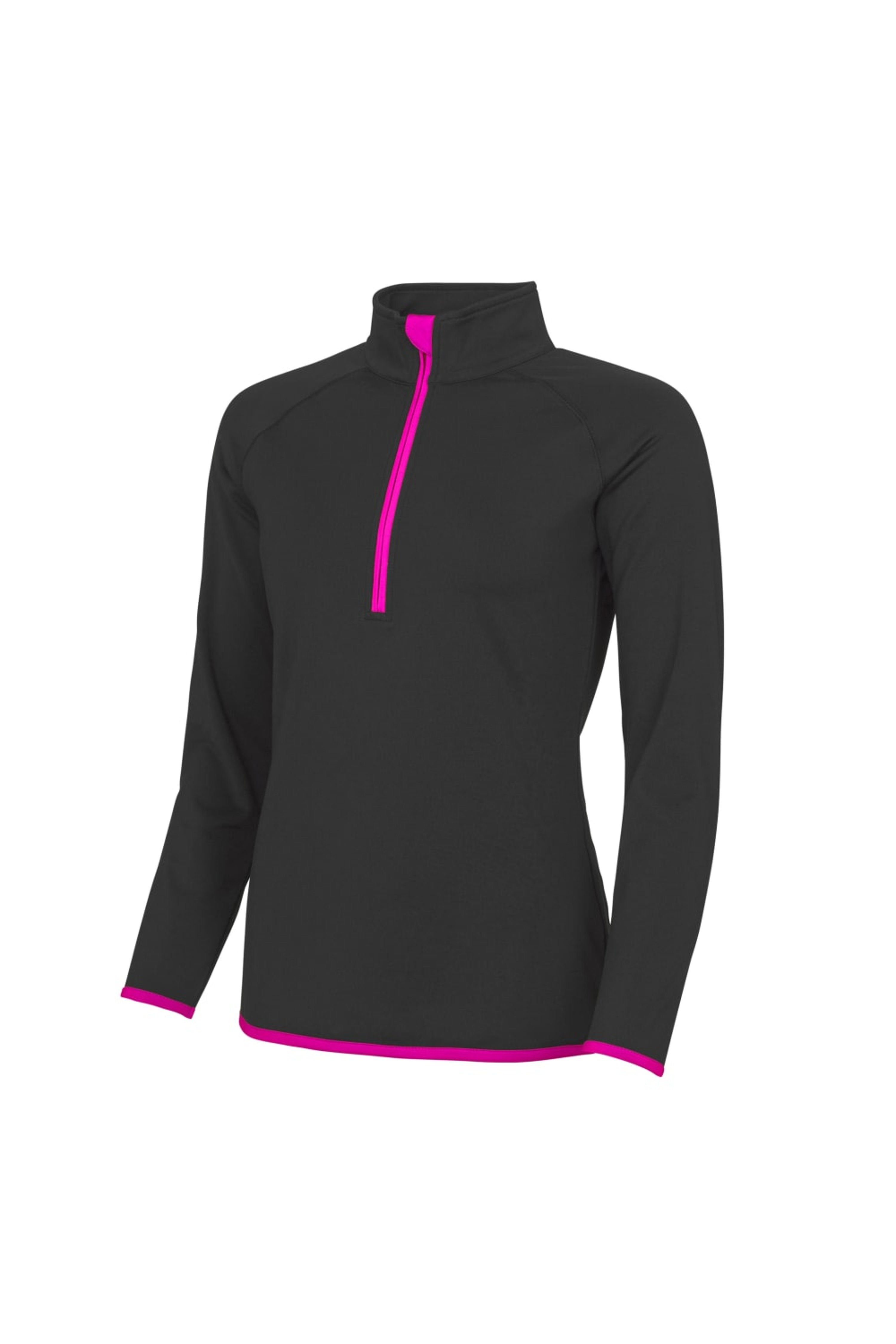 Awdis Just Cool Womens/Ladies Half Zip Sweatshirt (Jet Black/ Electric Pink) - XS - Also in: S, L | Verishop