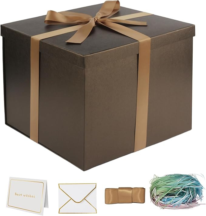 YINUOYOUJIA Large Gift Box 12x12x10 Inches,Brown Gift Boxes for Presents,Birthday Box,for Packagi... | Amazon (US)