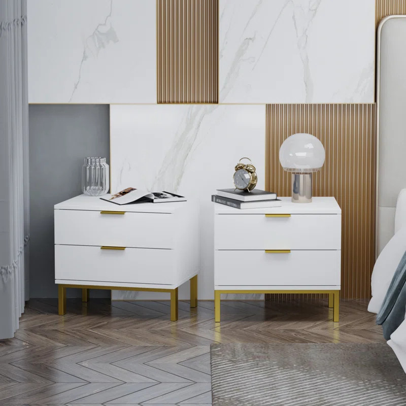 Jawahir 2 - Drawer Iron Nightstand (Set of 2) | Wayfair Professional