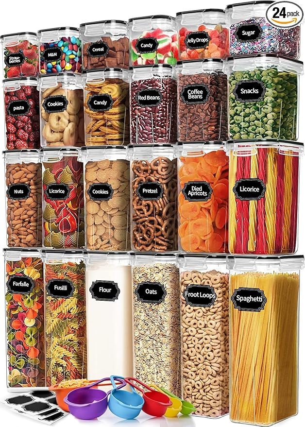 Skroam 24 Pack Airtight Food Storage Containers with Lids for Kitchen Pantry Organization and sto... | Amazon (US)