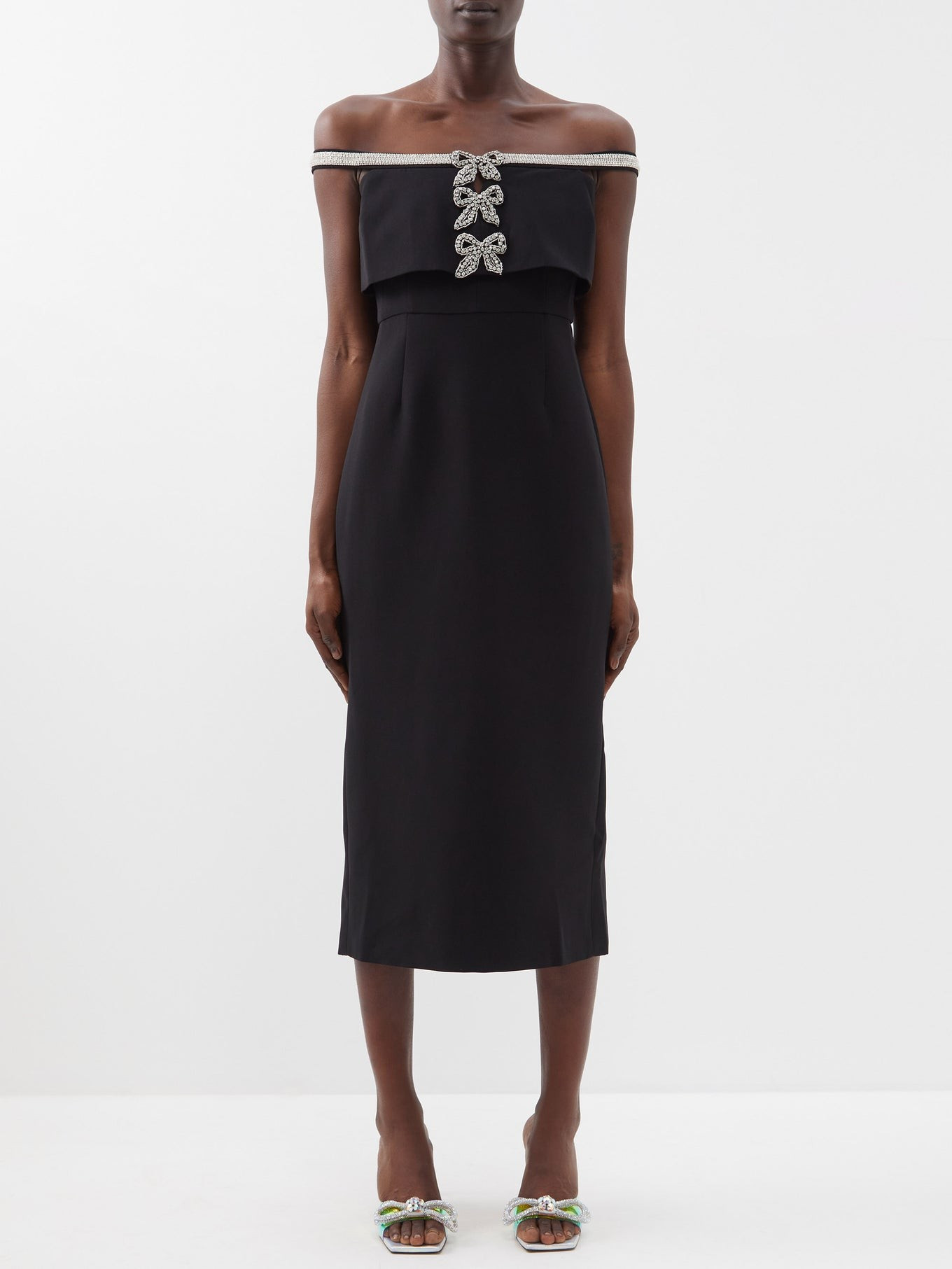 Crystal-bow off-the-shoulder dress | Self-Portrait | Matches (US)