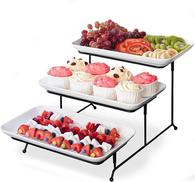 Delling 3 Tier Serving Tray for Dessert Table Display Set, 12 inch Tiered Serving Stand with Serv... | Amazon (US)
