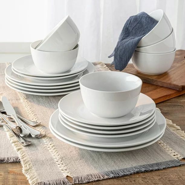 Better Homes & Gardens 18 Piece Porcelain Stanton Round Dinnerware Set | Walmart (US)