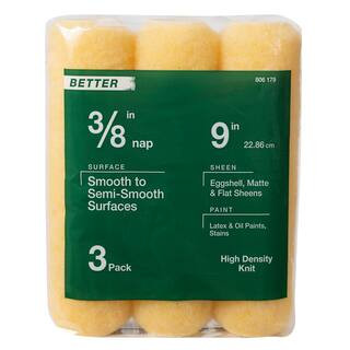 9 in. x 3/8 in. High-Density Polyester Knit Paint Roller Cover (3-Pack) | The Home Depot