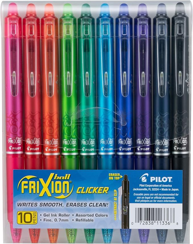 PILOT FriXion Clicker Erasable, Refillable & Retractable Gel Ink Pens, Fine Point, Assorted Color... | Amazon (US)