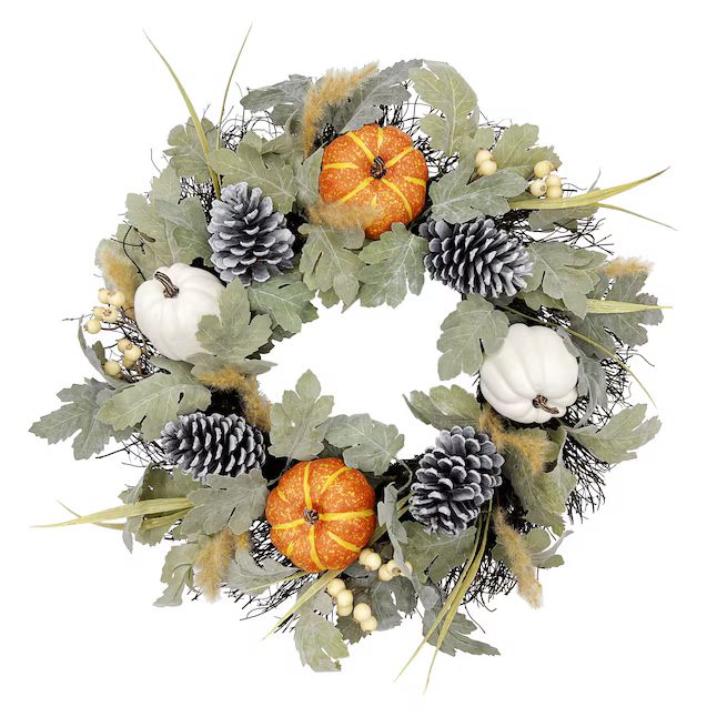 Holiday Living 22-in Pumpkin Artificial Wreath | Lowe's