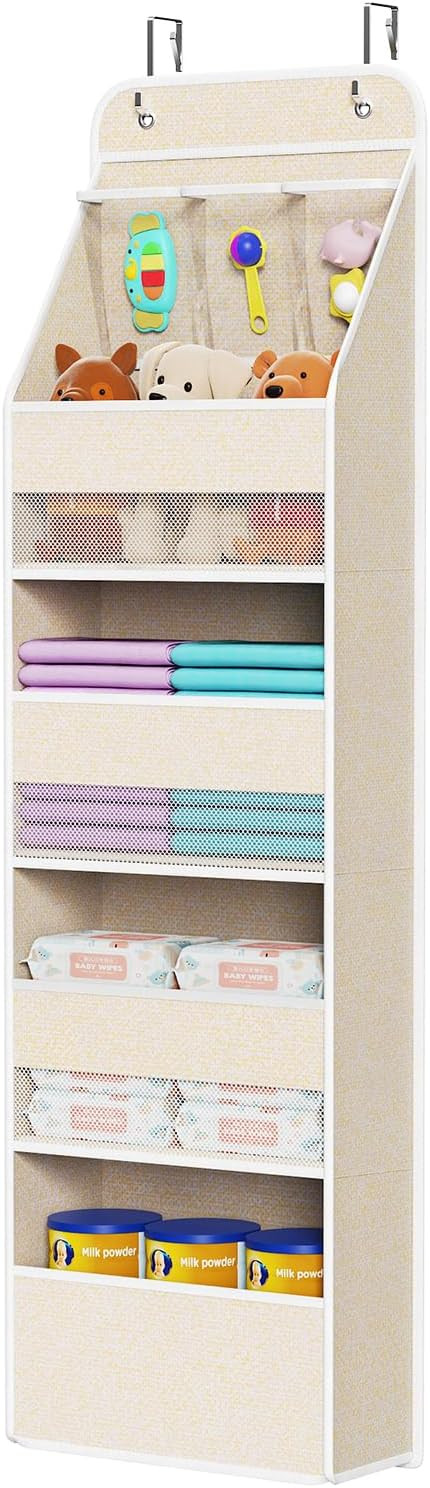 Univivi 5-Shelf Over Door Hanging Organizer Fabric Door Storage with 4 Large Pockets and 3 Small ... | Amazon (US)