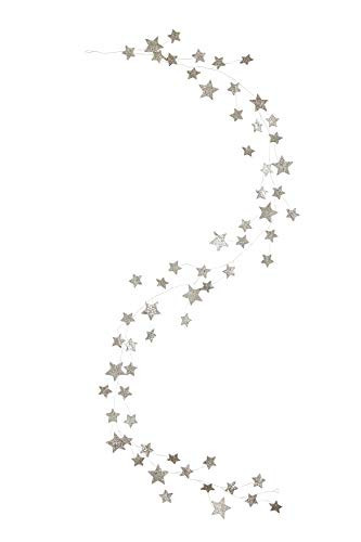 Creative Co-Op 72 Inch Cardboard Glitter Star Garland, Silver Finish | Amazon (US)