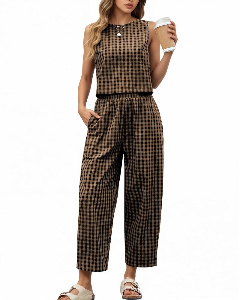 2 Piece Sets For Women 2025 Summer Matching Wide Leg Crop Pants Outfits Travel Vacation Beach Lou... | Amazon (US)