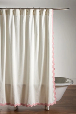 Maeve by Anthropologie Embroidered Scalloped Cotton Shower Curtain | Anthropologie (US)