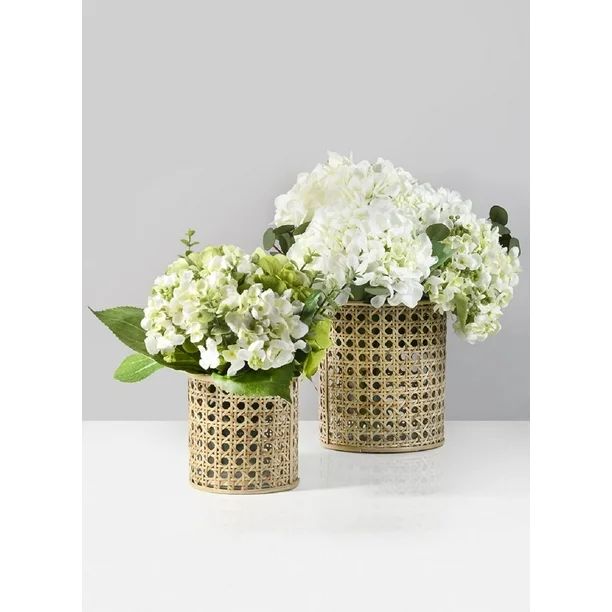 Serene Spaces Living Large Glass Hurricane Candle Holder Wrapped in Woven Rattan Cane, Candle Cen... | Walmart (US)