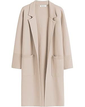 ANRABESS Cardigan for Women Oversized Open Front Sweater Coat Long Sleeve Lapel Blazer Jacket Fal... | Amazon (US)