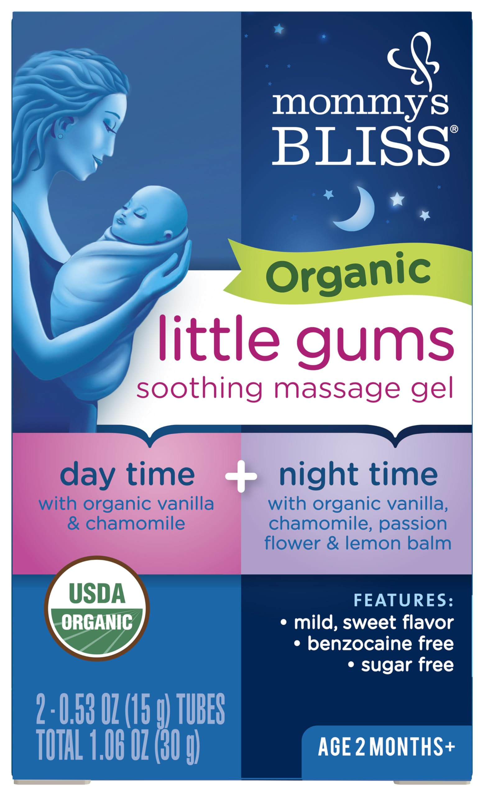Mommy's Bliss Organic Little Gums Soothing Massage Gel Day and Night Combo, Great for Teething Ba... | Amazon (US)