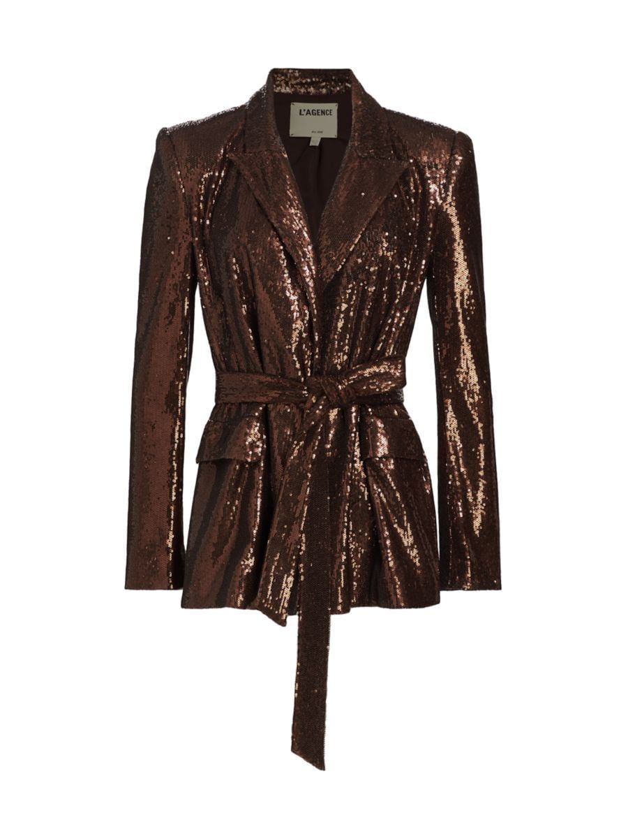 Jordana Belted Sequin Wrap Blazer | Saks Fifth Avenue