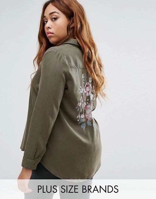 New Look Plus Embrodiered Back Shacket | ASOS US