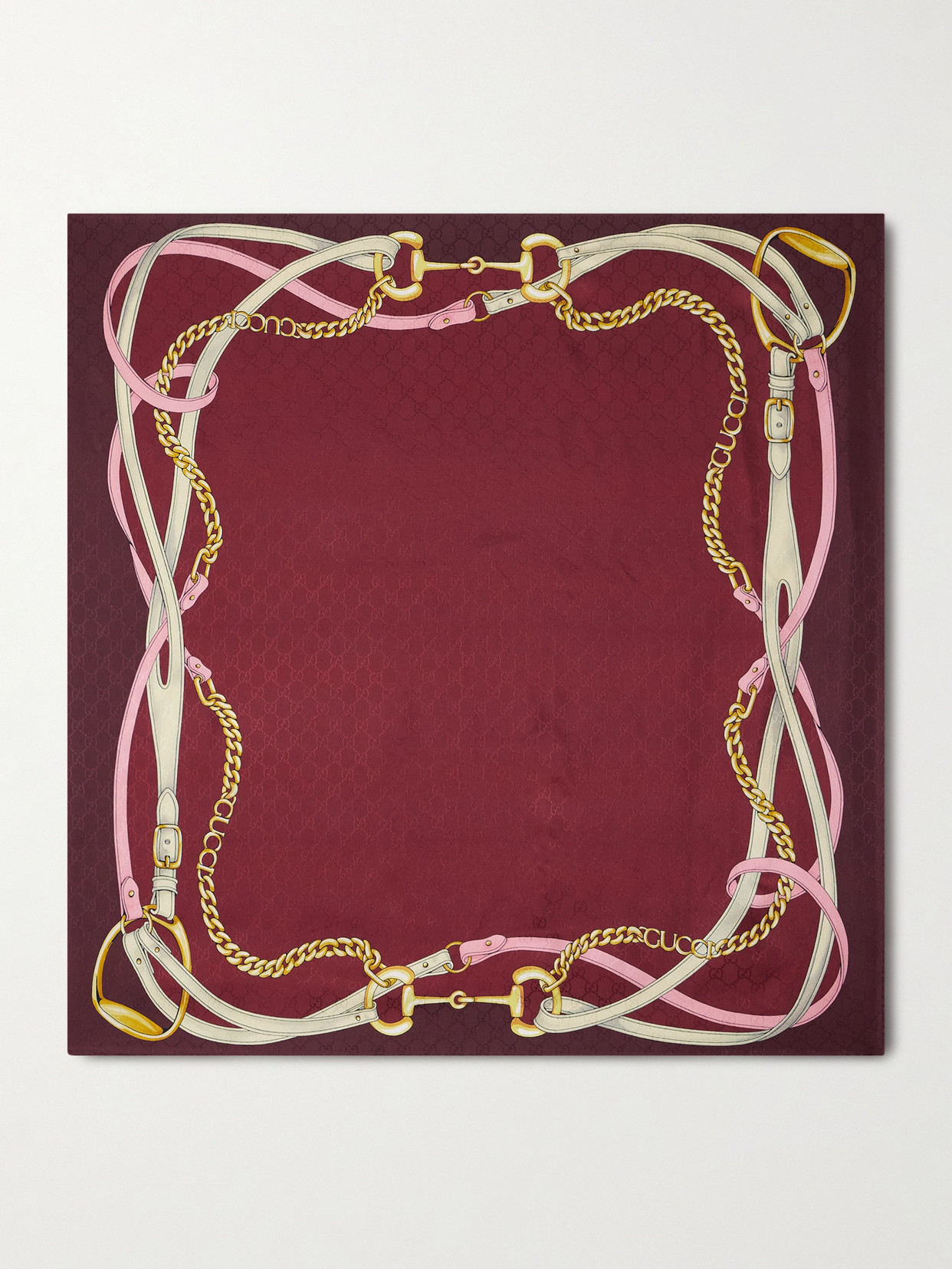 Gucci - Printed Silk-twill Jacquard Scarf - Burgundy | NET-A-PORTER (US)