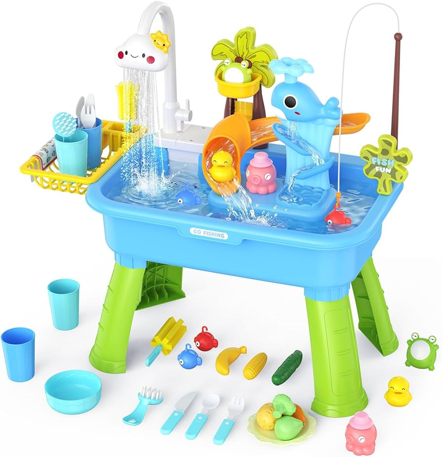 2026 Upgraded Water Table for Toddlers 1-3 - Outdoor Toys for Kids Ages 4-8 with Pump, Summer Out... | Amazon (US)