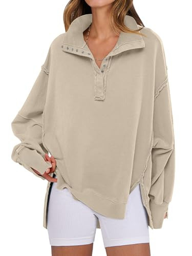 ANRABESS Sweatshirt for Women Oversized Casual Fall Henley Pullover Top | Amazon (US)