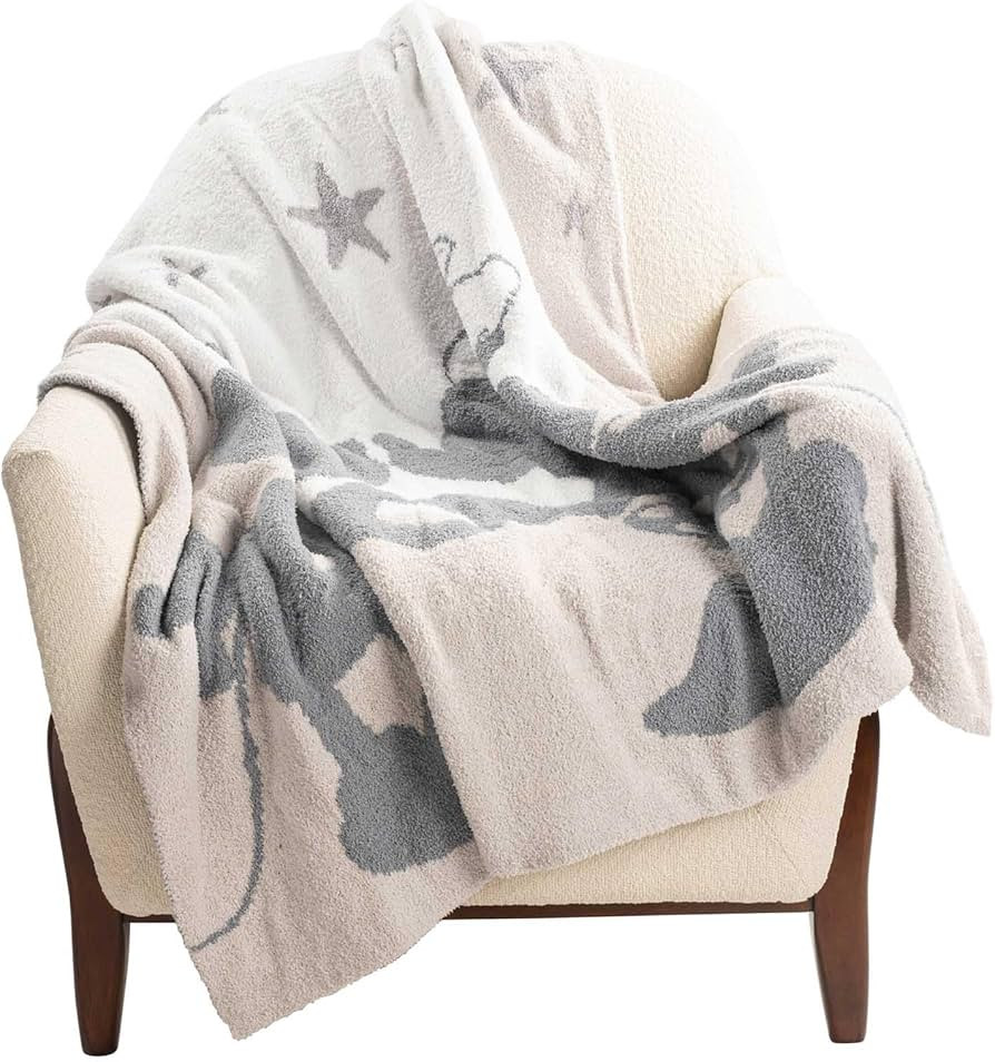 Disney Mickey Mouse & Minnie Mouse Feather Knit Fluffy Throw Blanket - Gray Stars Fuzzy Blanket M... | Amazon (US)