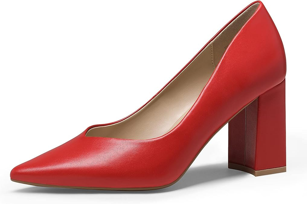 DREAM PAIRS Women’s High Chunky Closed Toe Block Heels Pointed Toe Wedding Party Elegant Slip O... | Amazon (US)