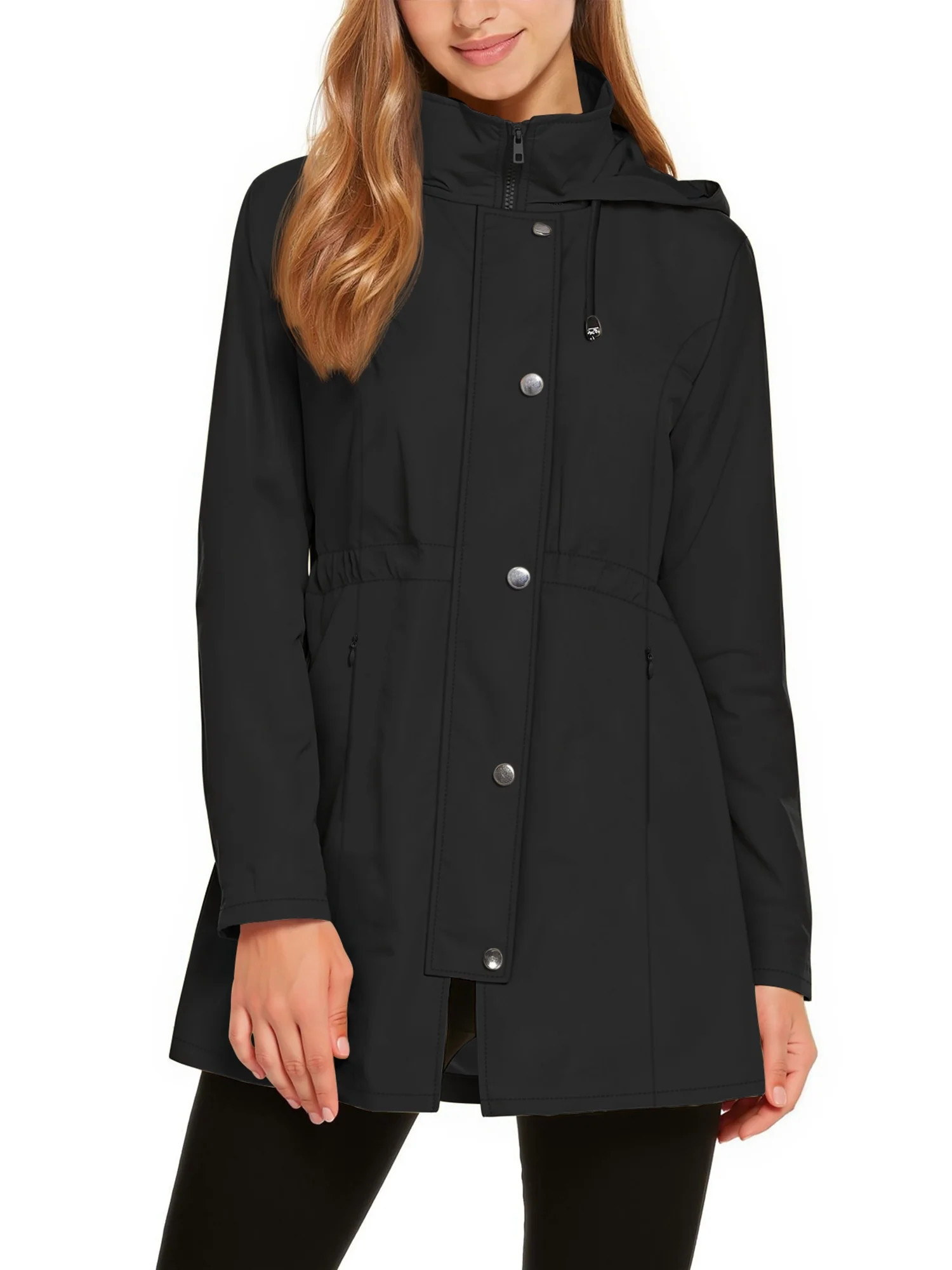 Fantaslook Fall Jackets for Women Hooded Windbreaker Water-Resistant Long Coat Outdoor Trench Coa... | Walmart (US)