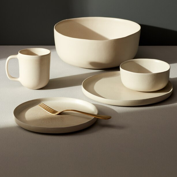 ORGANIC STONEWARE SALAD SERVING BOWL, IVORY | Indigo (CA)