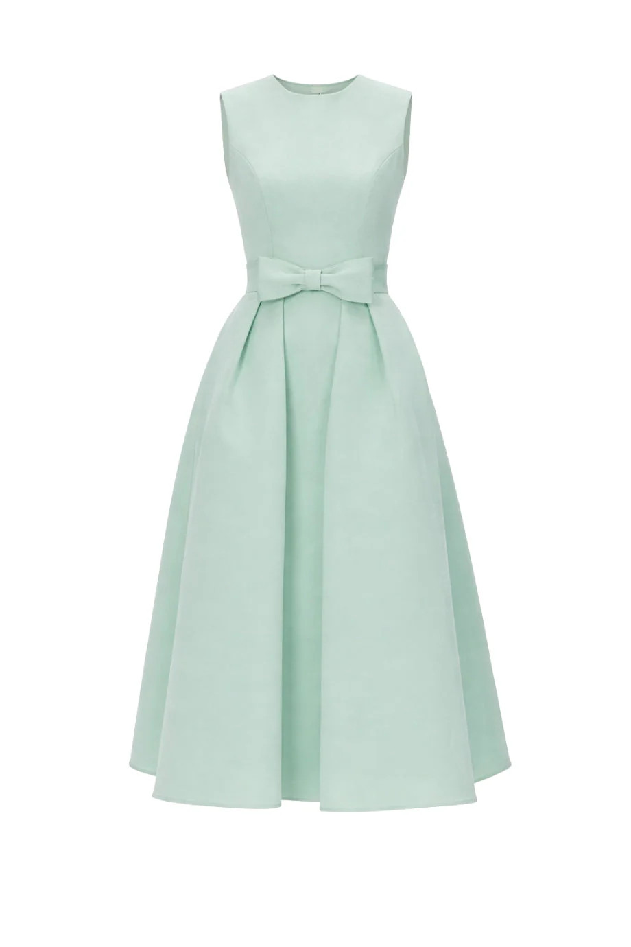 Lydia Silk Faille Midi Dress with Mid-Length Bow Convertible Skirt | Over The Moon