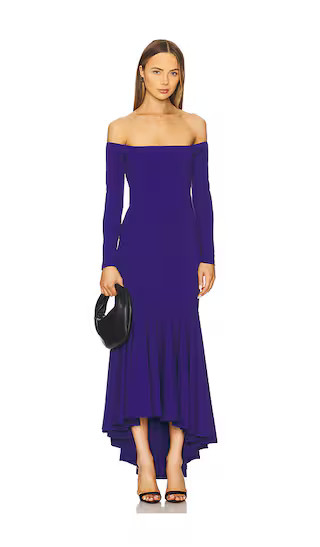 Off Shoulder Long Sleeve High Low Dress in Frozen Lake | Revolve Clothing (Global)