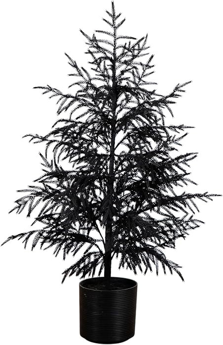 Nearly Natural 4ft. Artificial Halloween Real Touch Black Norfolk Pine Christmas Tree | Amazon (US)