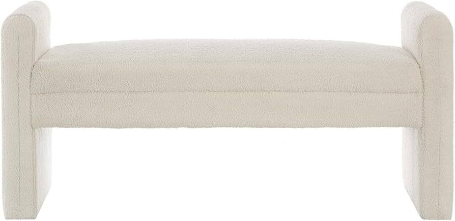 24KF Modern Boucle Teddy Lovely Bench, Upholstered Bed Bench Entryway Bench Ottoman with Armrest ... | Amazon (US)