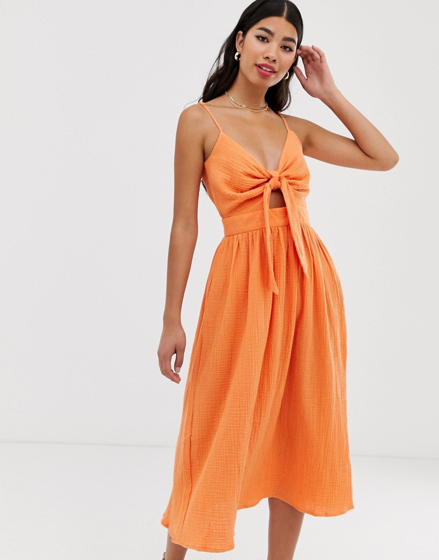 Pimkie tie front sundress in orange | ASOS (Global)
