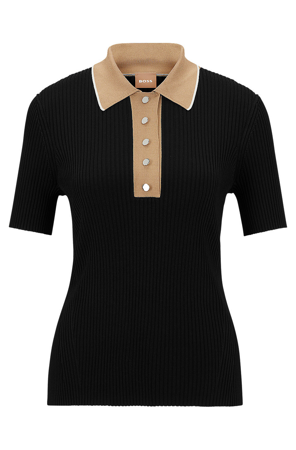 Slim-fit ribbed top with press-stud placket | Hugo Boss (US)