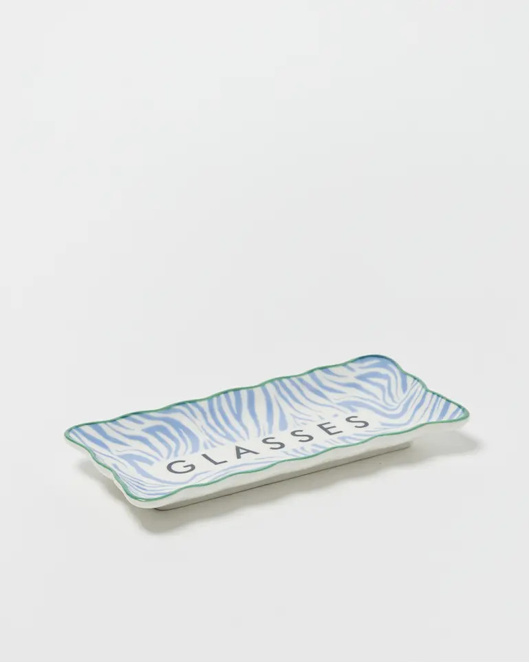 Zebra Blue Wavy Glasses Tray | Oliver Bonas | Oliver Bonas (Global)
